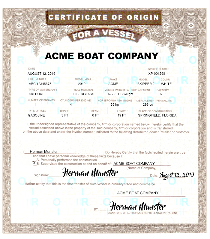 Sample Printed Boat MCOs